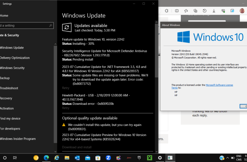 windows 10 version 22h2 keeps installing