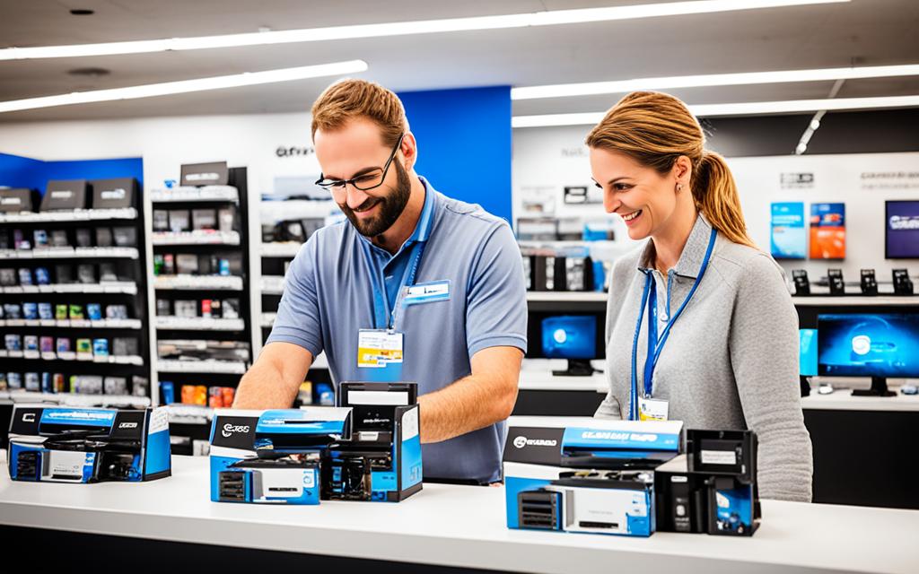 a customer comes into a computer parts and service store